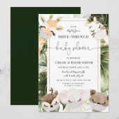 Jungle Safari Tiere neutraler Antrieb durch Babydu Einladung (Vorne/Hinten)