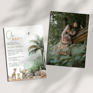 Jungle Safari Tiere Oh Baby! Baby Shower Foto Einladung
