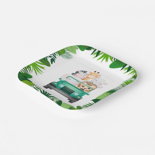 Jungle Safari Tiere Pappteller (Gewinkelt)