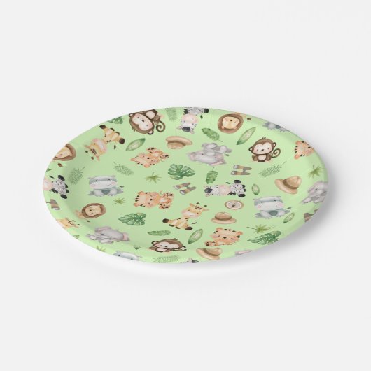 Jungle Safari Tiere Pappteller (Schrägansicht)