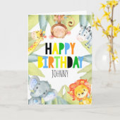 Jungle Safari Tiere Personalisiert zum Geburtstag Karte (Gelbe Blume)