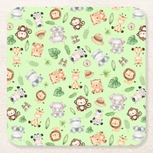 Jungle Safari Tiere Rechteckiger Pappuntersetzer (Vorderseite)