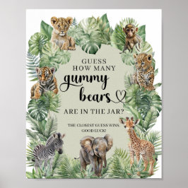 Jungle Safari-Tiere schätzen, wie viele Gummibären Poster
