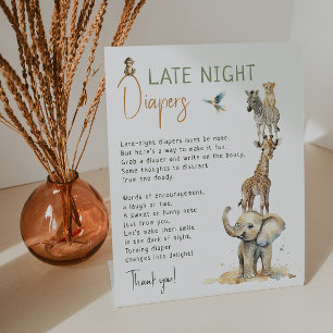 Jungle Safari Tiere Spät Nacht Windeln Sockelschild