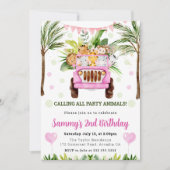 Jungle Safari Tiere Wasserfarben Jungfrau Geburtst Einladung (Vorderseite)