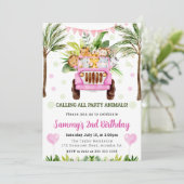 Jungle Safari Tiere Wasserfarben Jungfrau Geburtst Einladung (Stehend Vorderseite)