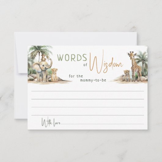 Jungle Safari Tiere Worte der Weisheitskarte Dankeskarte (Vorderseite)