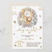 Jungle Safari Tiergendermittlung Einladung (Vorne/Hinten)