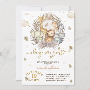 Jungle Safari Tiergendermittlung Einladung