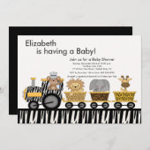 Jungle Safari Train Babydusche Einladung (Vorne/Hinten)