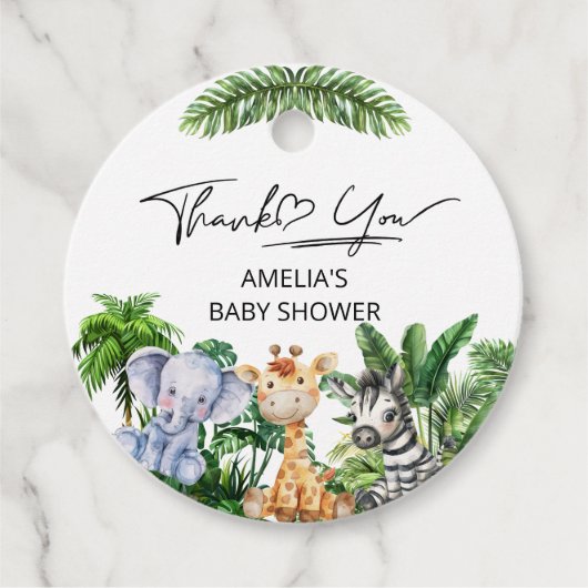 Jungle Safari Tropical Vielen Dank Tiere Geschenkanhänger (Vorderseite)