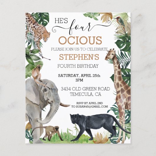 Jungle Safari Vierter Geburtstag Schwarzer Panther (Vorderseite)