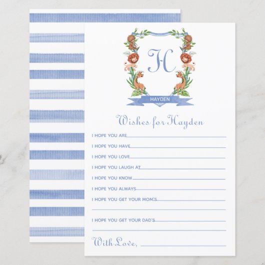 Jungle Safari Wappen wünscht sich Baby (Vorne/Hinten)