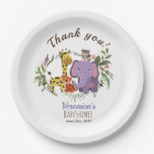 Jungle Safari Watercolor Babydusche Vielen Dank Pappteller (Vorderseite)