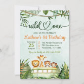 Jungle Safari Wild 1. Geburtstag Einladung (Vorderseite)