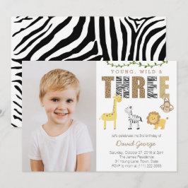 Jungle Safari Wild 3. Geburtstag Party für Junge Einladung