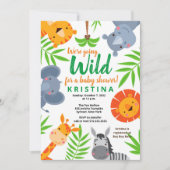 Jungle Safari Wild Animals Greenerity Baby Shower Einladung (Vorderseite)