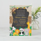 Jungle Safari Wild Baby Dusche Einladung (Stehend Vorderseite)