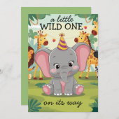 Jungle Safari Wild Ein Junge 1. Geburtstag Einladung (Vorne/Hinten)