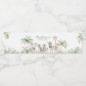 Jungle Safari Wild One Animals Baby Dusche Wasserflaschenetikett (Einzelnes Label)