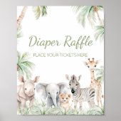 Jungle Safari Wild One Animals Diaper Raffle Poster (Vorne)
