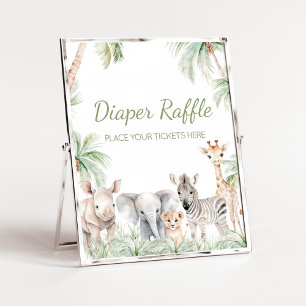 Jungle Safari Wild One Animals Diaper Raffle Poster