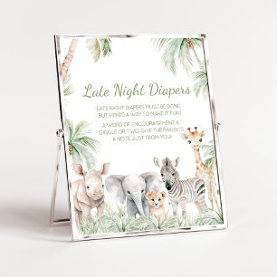 Jungle Safari Wild One Animals Spate Night Diapers Poster