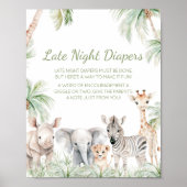 Jungle Safari Wild One Animals Spate Night Diapers Poster (Vorne)