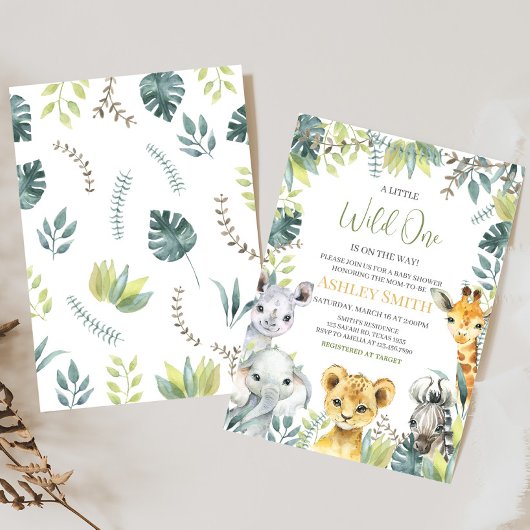 Jungle Safari Wild One Baby Dusche Einladung