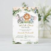 Jungle safari Wild-One-Baby-Dusche Einladung (Stehend Vorderseite)
