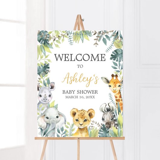 Jungle Safari Wild One Baby Dusche Willkommen Poster