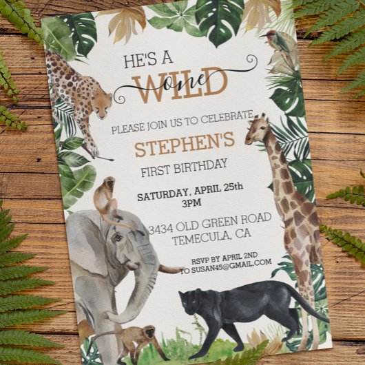 Jungle Safari Wild One Birthday Black Panther Einladung