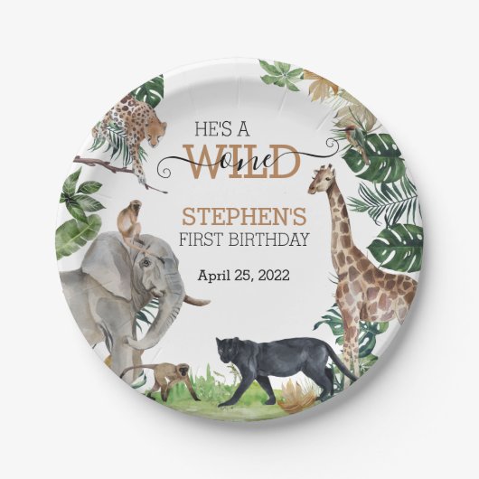 Jungle Safari Wild One Birthday Black Panther Pappteller (Vorderseite)