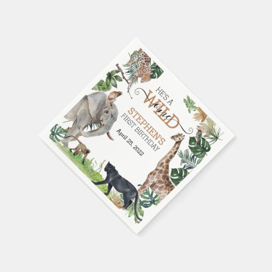 Jungle Safari Wild One Birthday Black Panther Serviette (Ecke)