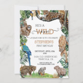 Jungle Safari Wild One Geburtstag Amazon Jaguar Einladung (Vorderseite)