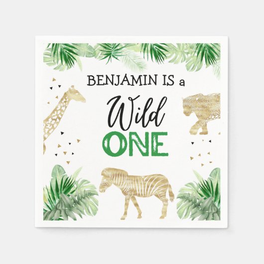 Jungle Safari Wild One Geburtstag Serviette (Vorderseite)