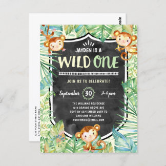 Jungle Safari Wild One Geburtstagsparty Postkarte