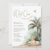 Jungle Safari Wild One Löwe Baby Dusche Einladung (Vorderseite)