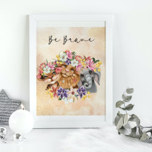 Jungle Safari Wildbaby Dusche Aquarell Gold Poster