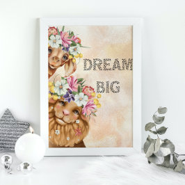 Jungle Safari Wildbaby Dusche Aquarell Gold Poster