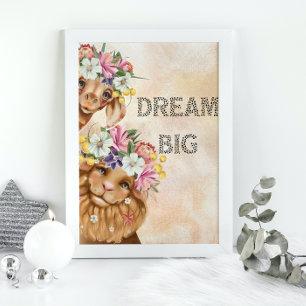 Jungle Safari Wildbaby Dusche Aquarell Gold Poster