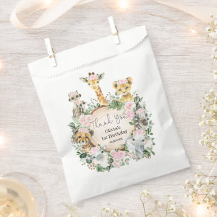 Jungle Safari Wilde Tiere Floral Girl Geburtstag Geschenktütchen