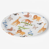 Jungle Safari Wilde Tiere personalisiert Geburtsta Pappteller (Schrägansicht)