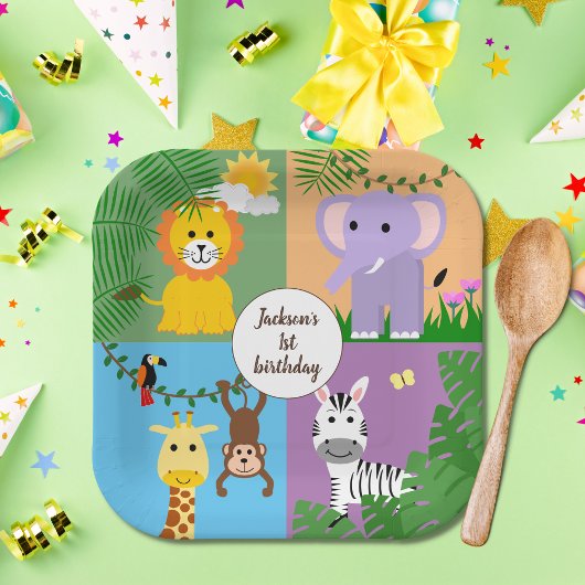 Jungle Safari Wilder Tier-Kindergeburtstag Pappteller