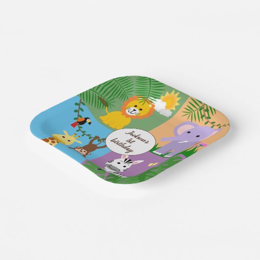 Jungle Safari Wilder Tier-Kindergeburtstag Pappteller (Gewinkelt)