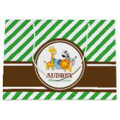 Jungle Safari Zoo Animal Birthday Baby Dusche Große Geschenktüte (Vorderseite)
