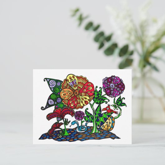 Jungle Scene Doodle Postkarten (Stehend Vorderseite)