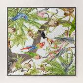 Jungle Scene Tropical Birds, Critters, Foliates Puzzle (Horizontal)