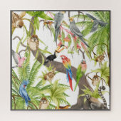 Jungle Scene Tropical Birds, Critters, Foliates Puzzle (Vertikal)
