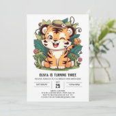 Jungle Simple Tiger Digital Geburtstag Einladung (Stehend Vorderseite)